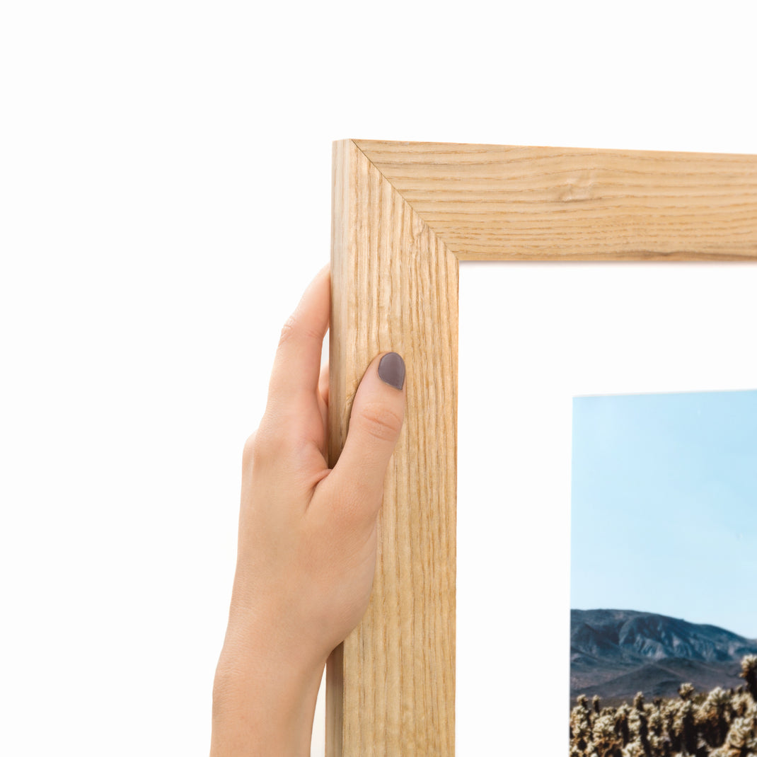 Corner image of Desert vista framed in Ash Wide frame with a white mat
