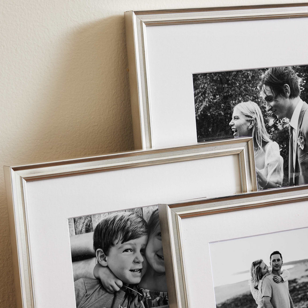 The Timeless Trio Gallery Wall in Newport frames leaning on the wall
