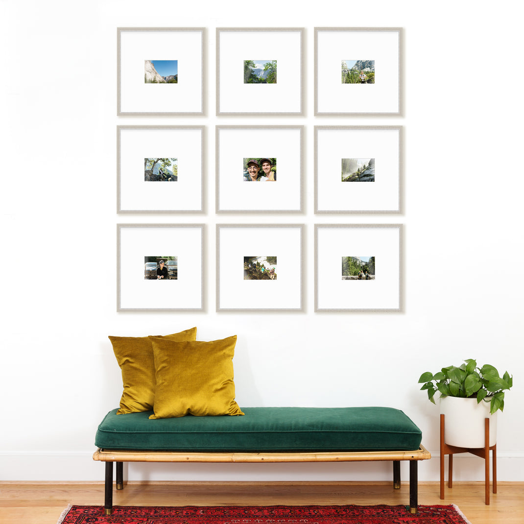 Half Wall Grid Gallery Wall in Silver with Black