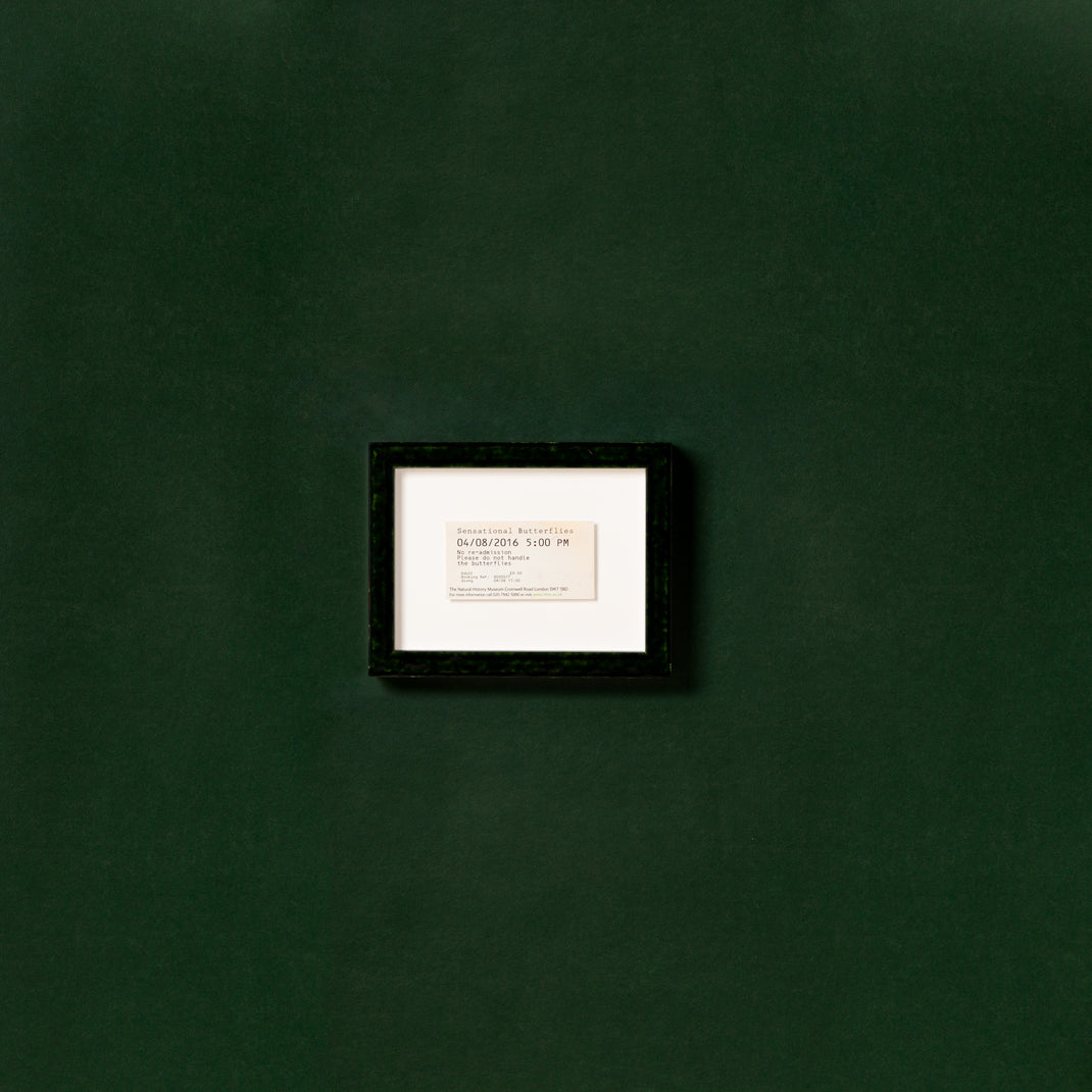framed ticket in green glazed London frame