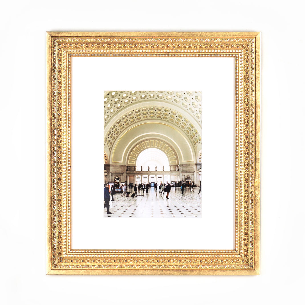 Photo of Union Station in ornate gold Marquette frame with a white mat