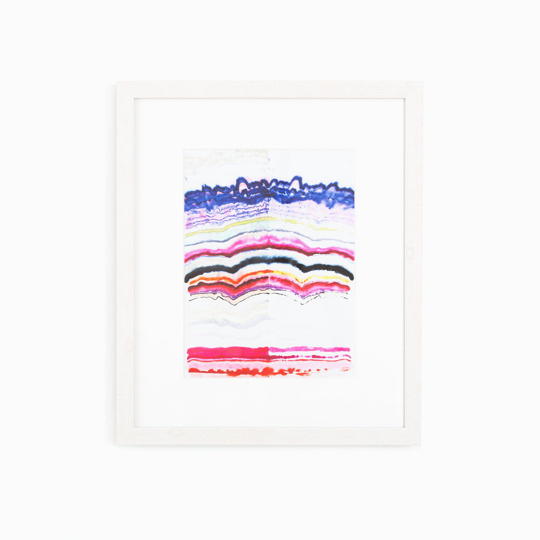 colorful abstract line art framed in whitewashed gallery Monterey frame